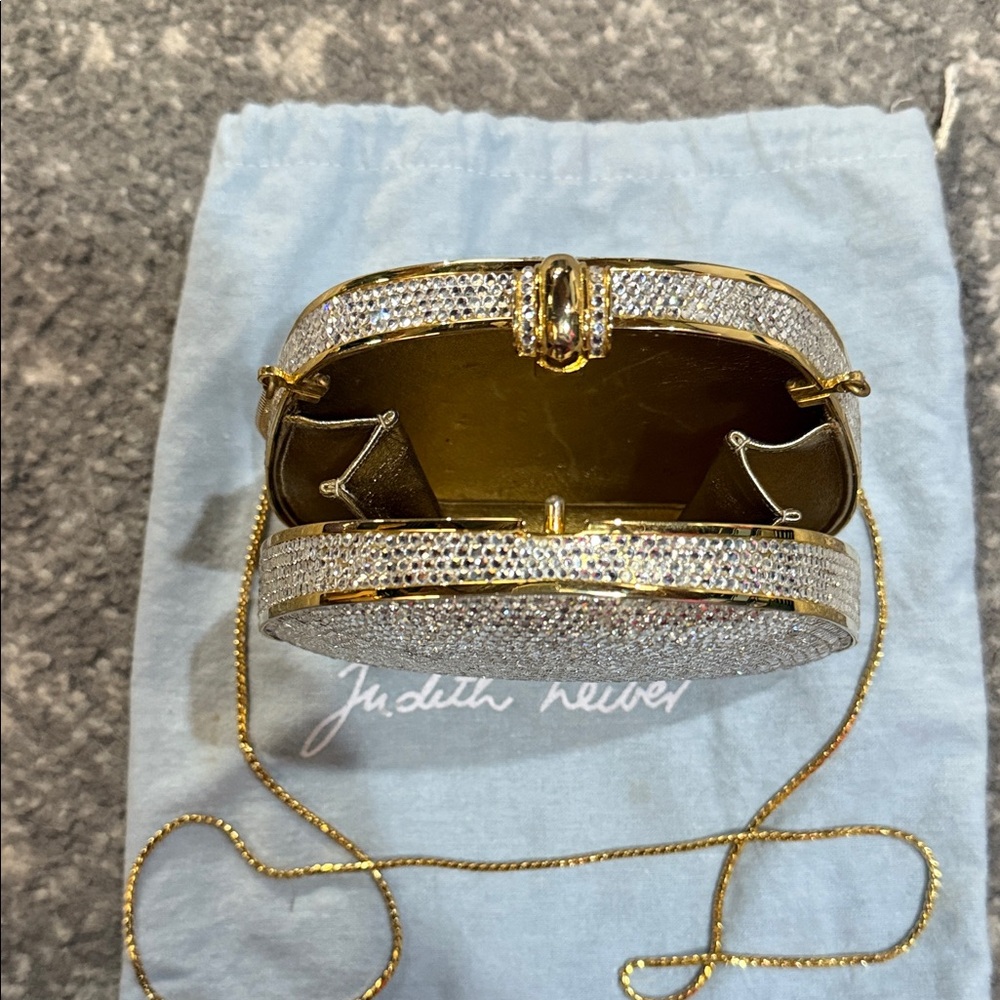 Vintage Judith Leiber Swarovski Crystal-Embellished Silver and Gold Clutch - Picture 3 of 8